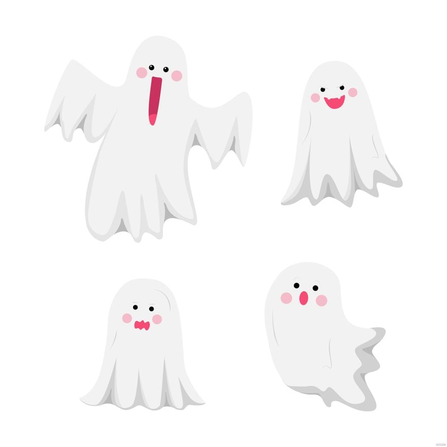White Ghost Halloween Vector in Illustrator, EPS, SVG, JPG, PNG
