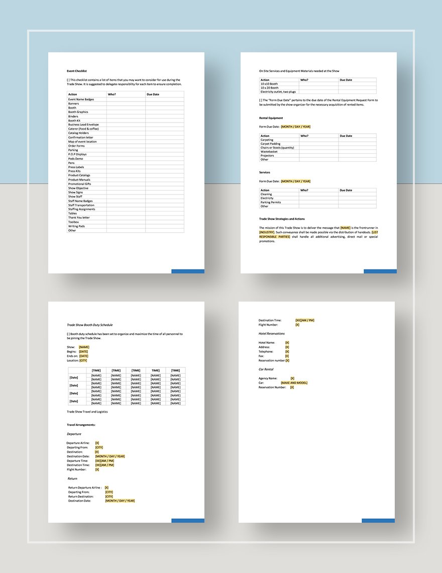 Checklist Trade Show Template in Google Docs Word Pages Download