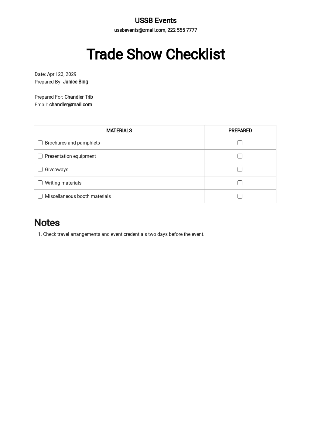 checklist trade show template free pdf google docs word templatenet
