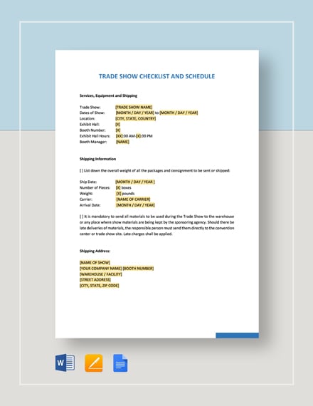 FREE Trade Show Checklist Template Download in Word Google Docs PDF