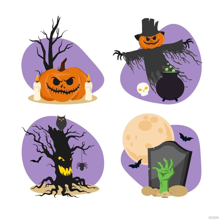 Scary Halloween Pumpkin Vector Art PNG Images