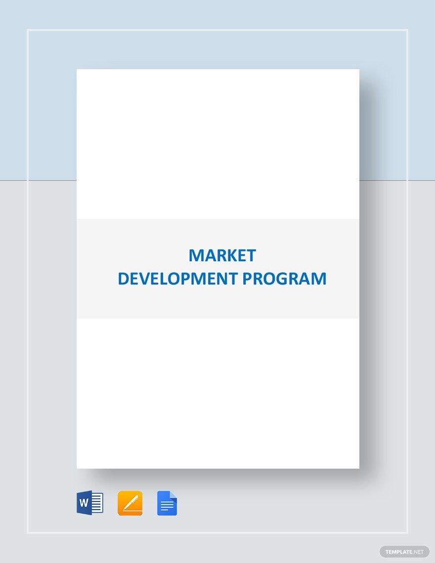 Market Development Program Template