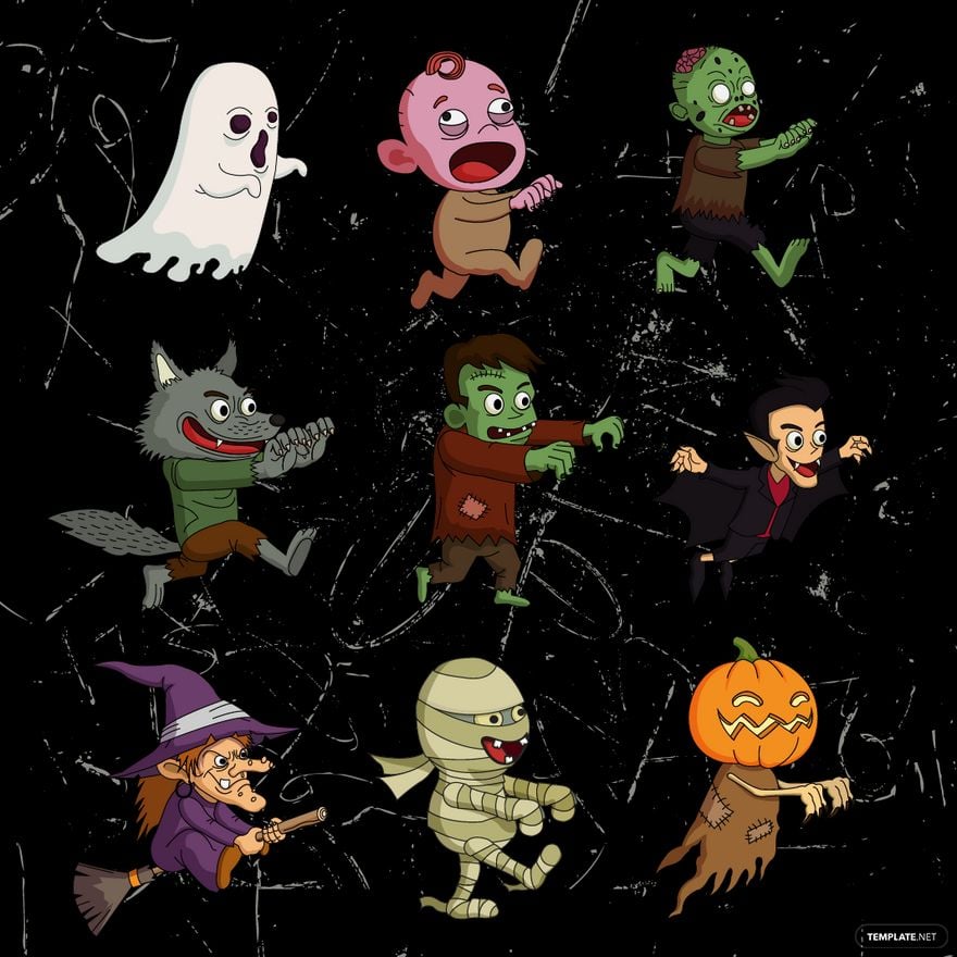 Halloween Characters Vector Template