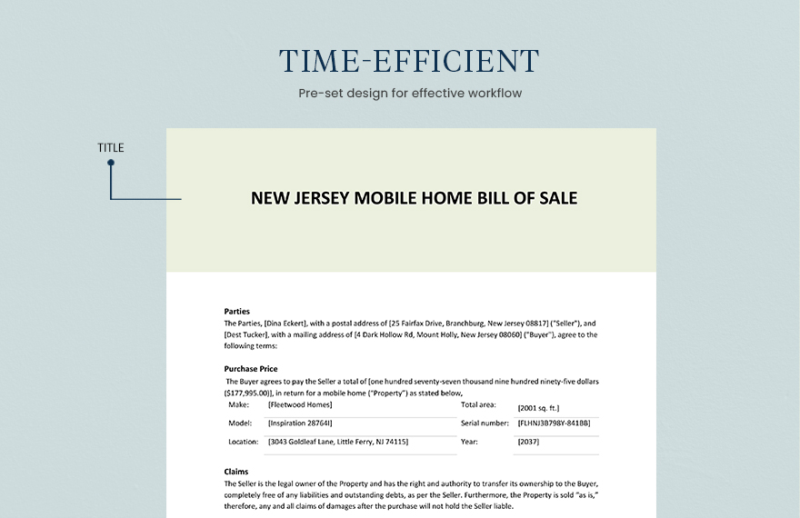 New York Personal Property Bill Of Sale Template