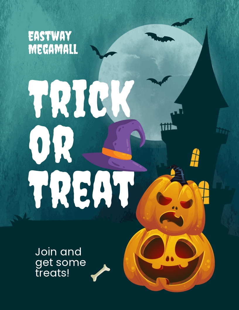 Halloween Trick Or Treat Flyer Template In MS Word Publisher 