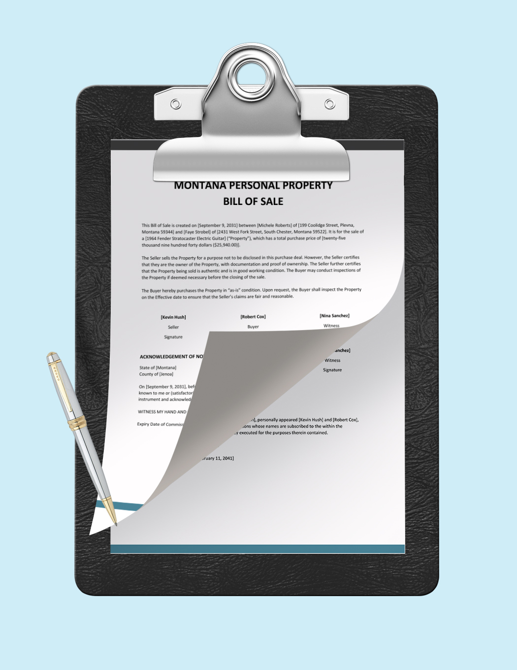 Montana Personal Property Bill Of Sale Template