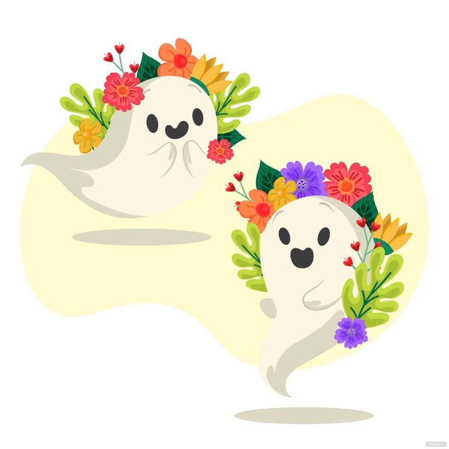 Free Floral Ghost Halloween Vector