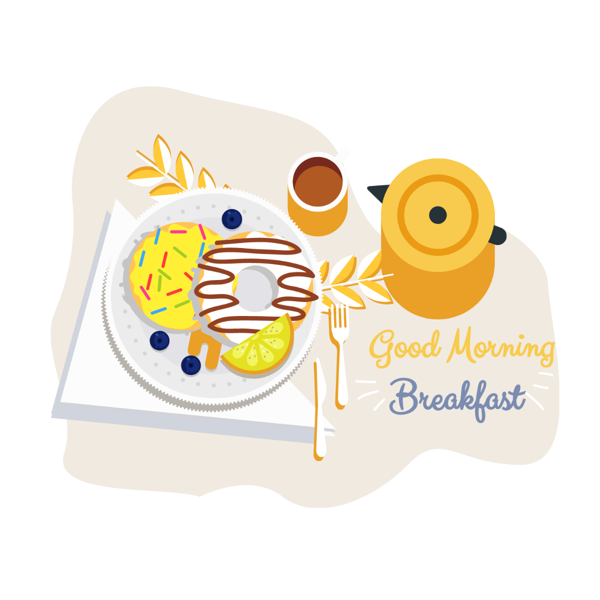 Good Morning Breakfast Vector Template