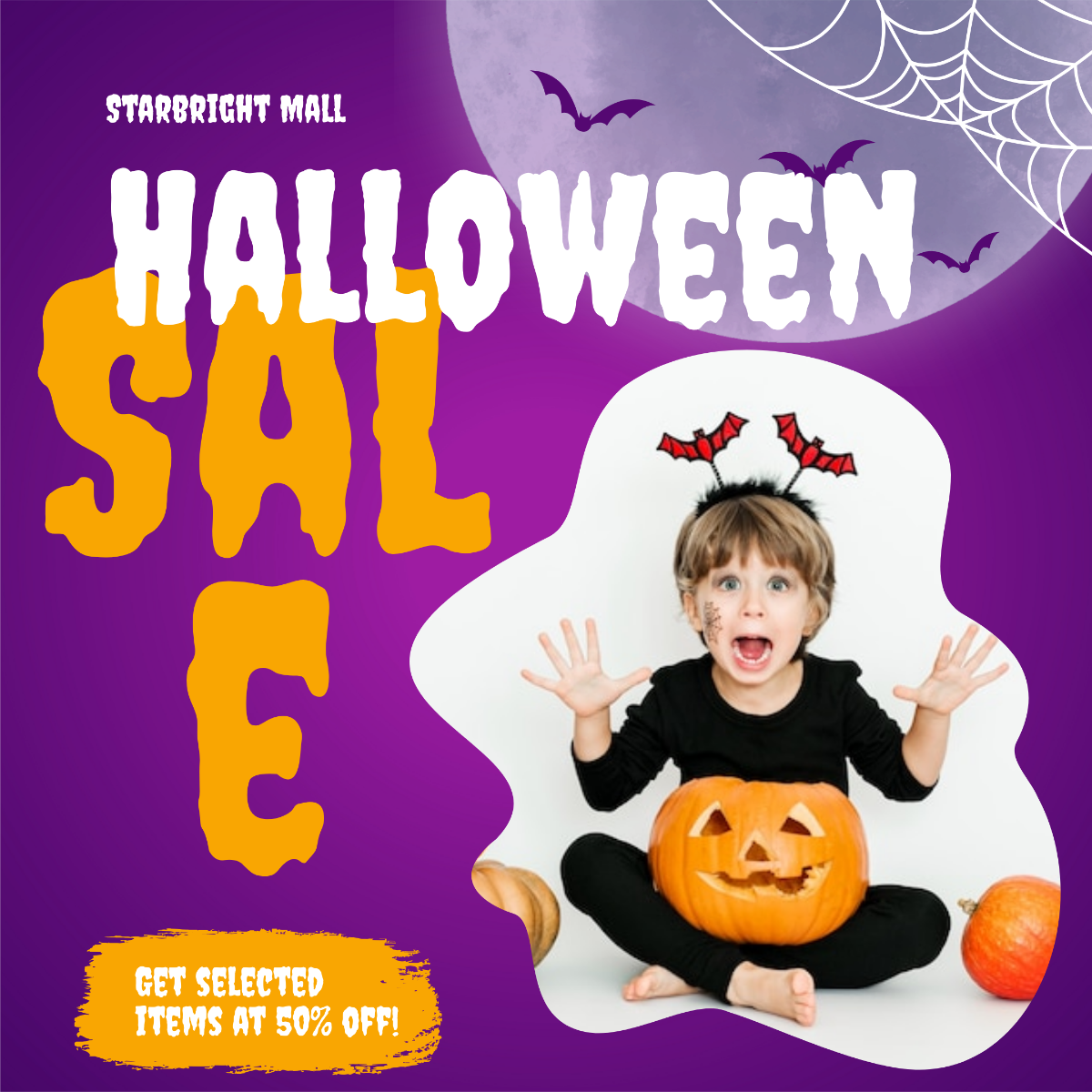 Free Halloween Sale Instagram Post Template to Edit Online
