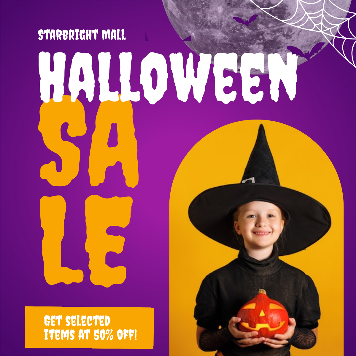 Free Halloween Sale Linkedin Post Template to Edit Online