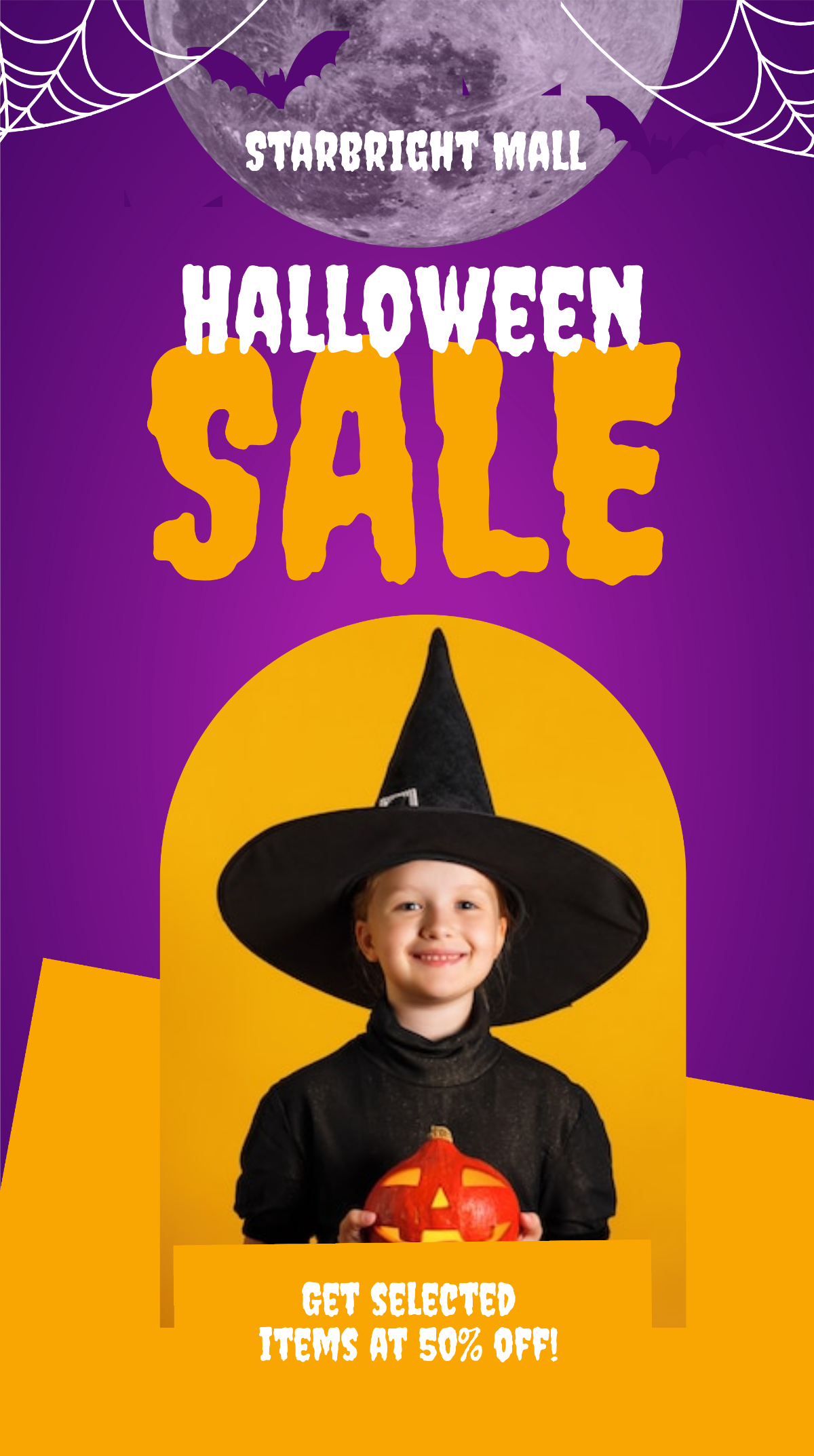 Free Halloween Sale Whatsapp Post Template to Edit Online
