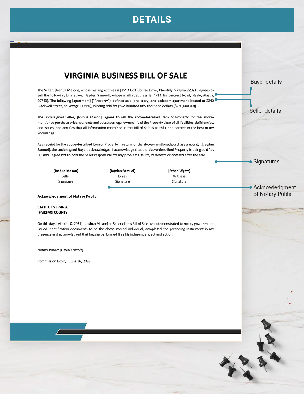 Virginia Business Bill of Sale Template