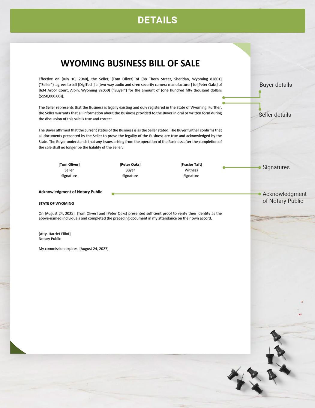 Wyoming Business Bill of Sale Form Template