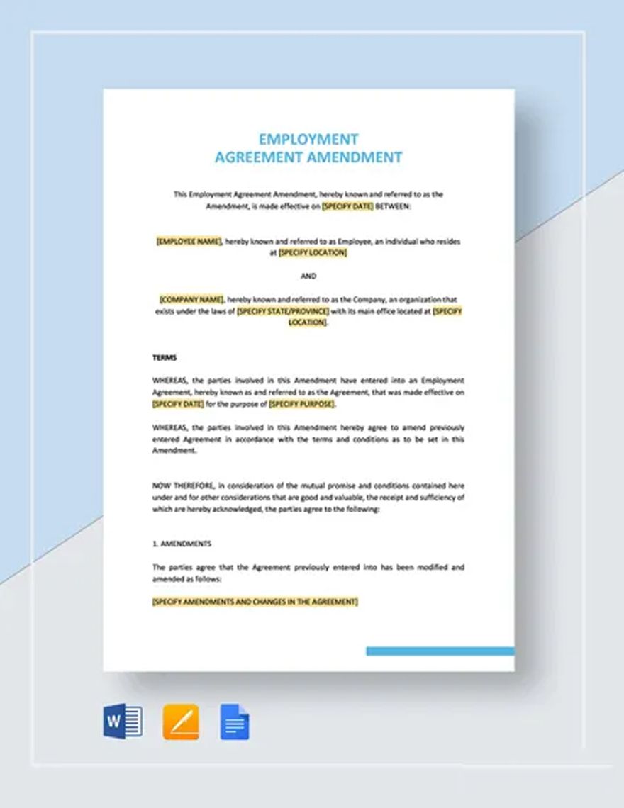 Employment Agreement Amendment Template