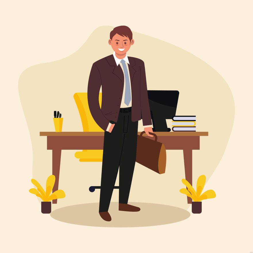 Free Businessman Standing Illustration in Illustrator, EPS, SVG, JPG, PNG