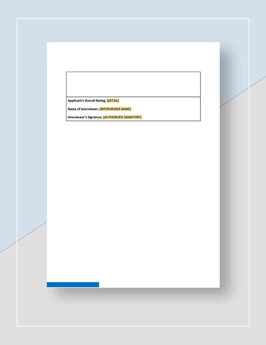 Applicant Appraisal Form Evaluation Template