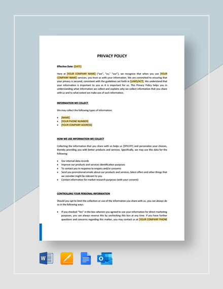 policy template privacy rehire hr templates word google