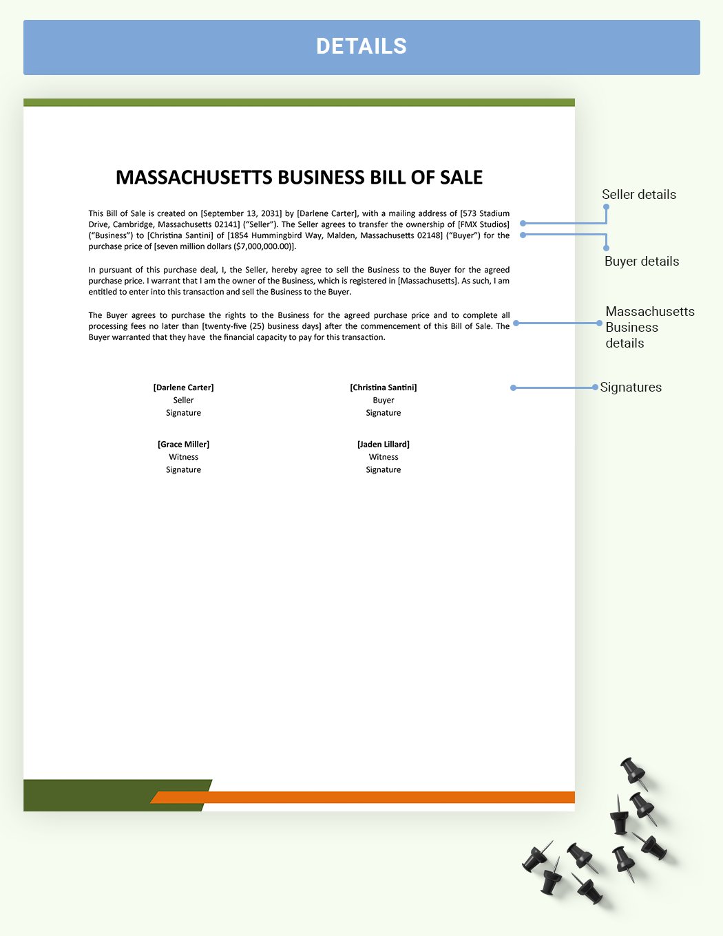 Massachusetts Business Bill Of Sale Template