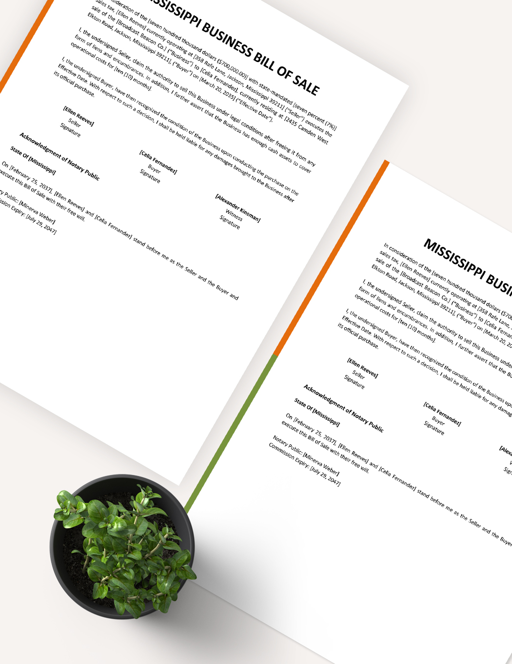 Mississippi Business Bill Of Sale Template
