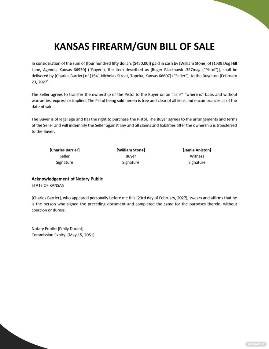 Alabama Firearm Gun Bill Of Sale Template - Google Docs, Word, Pdf 