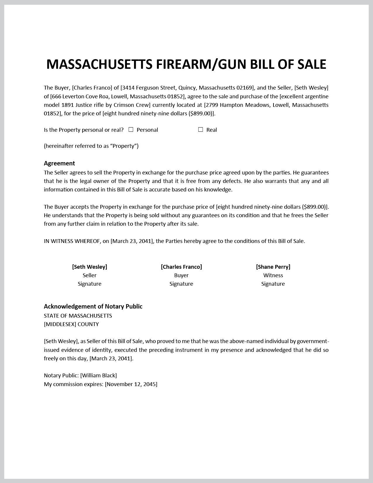 Wisconsin Firearm/Gun Bill of Sale Template - Google Docs, Word, PDF ...