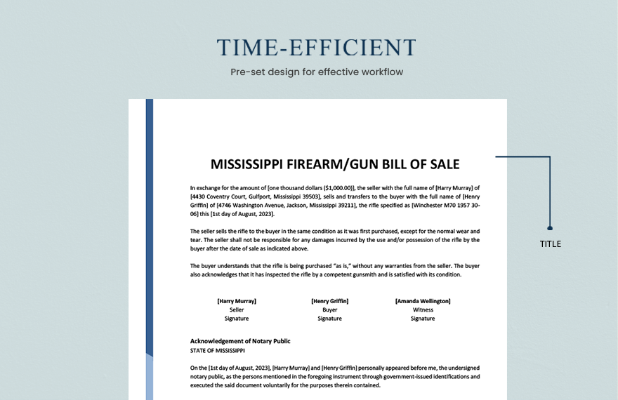 Mississippi Firearm / Gun Bill of Sale Template