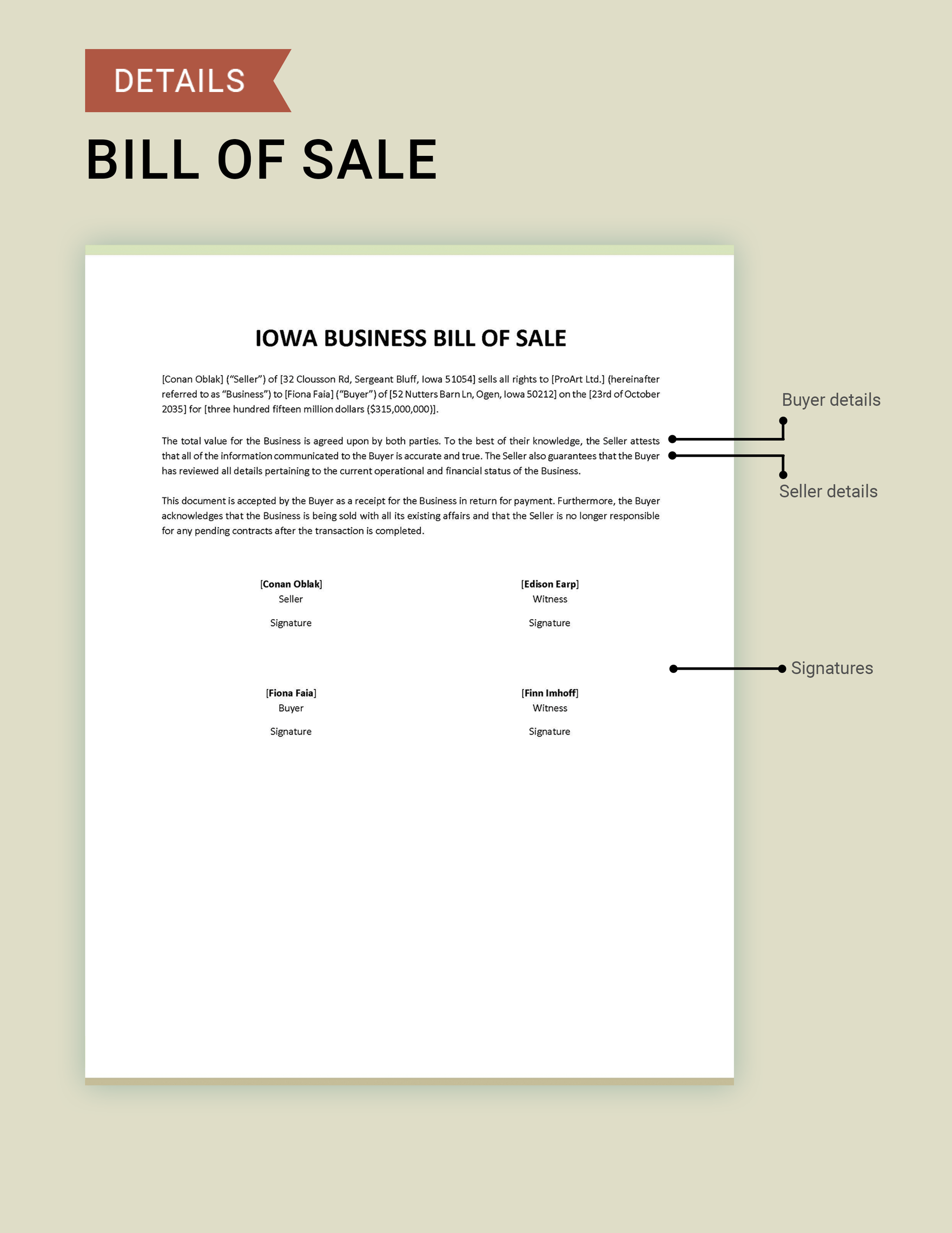 Iowa Business Bill of Sale Template