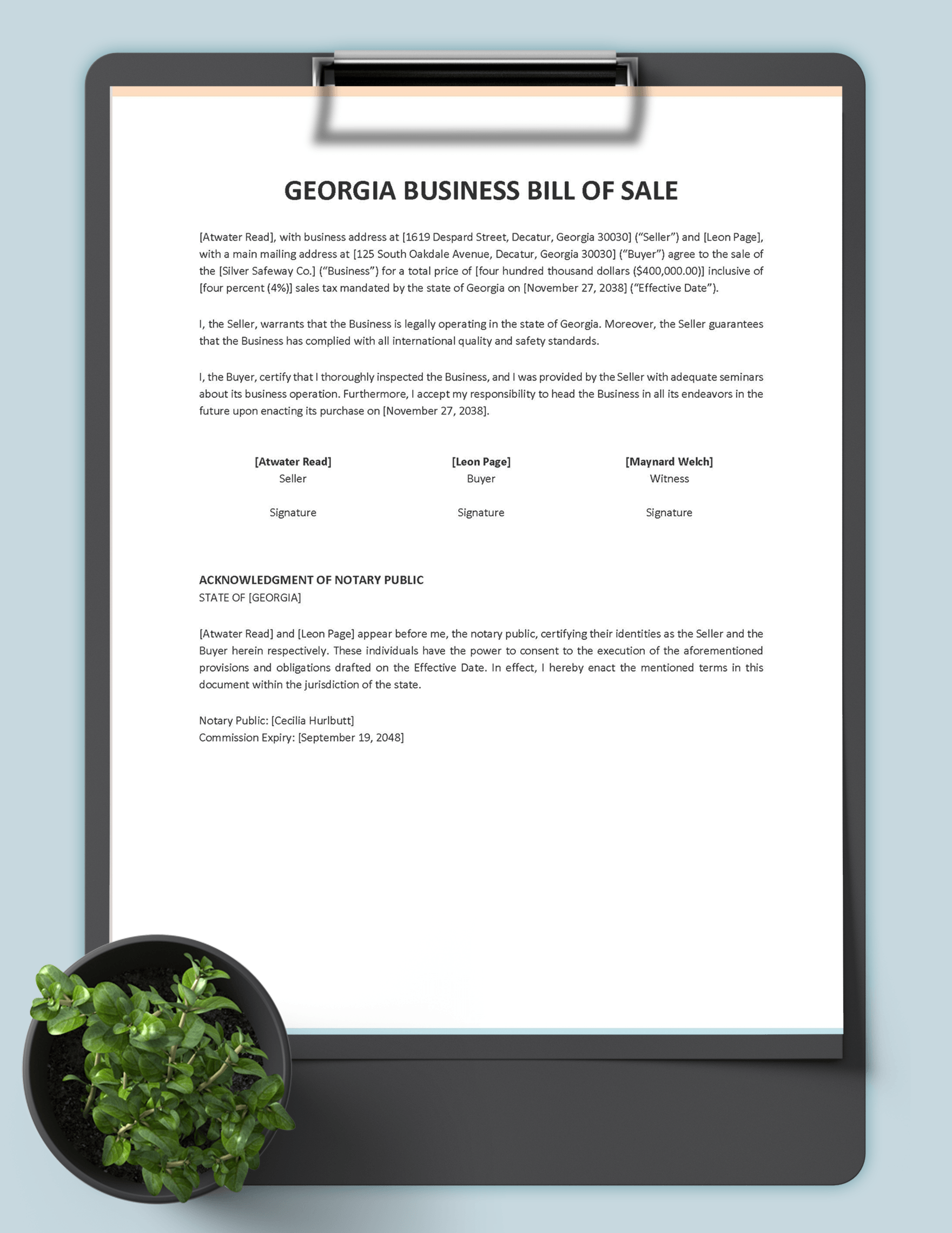 Georgia Business Bill of Sale Template