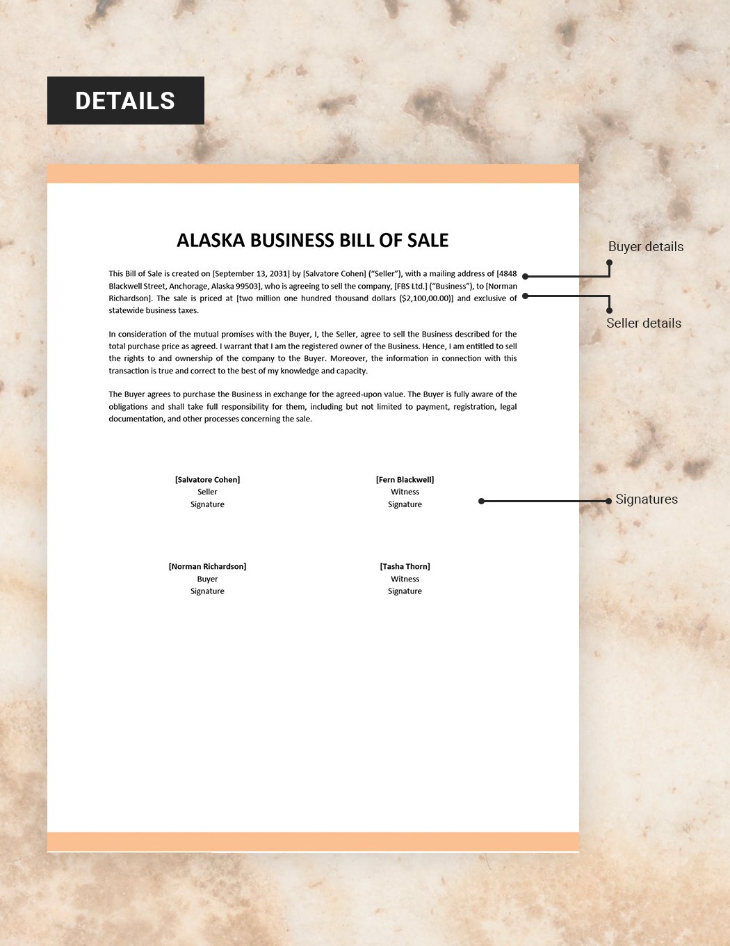Alaska Business Bill Of Sale Form Template