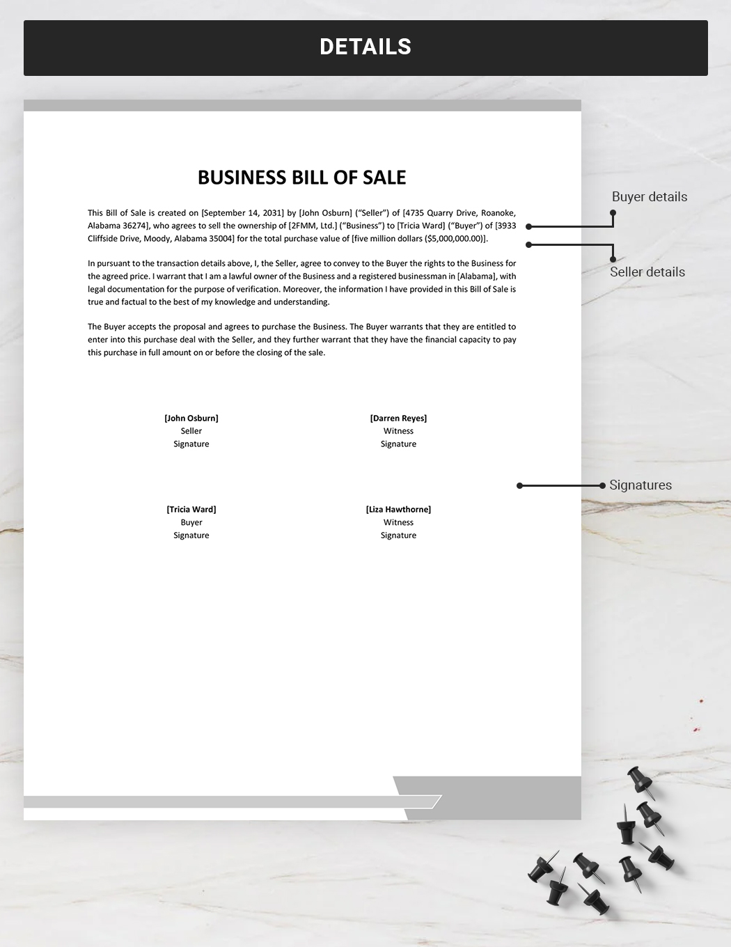 Business Bill Of Sale Template