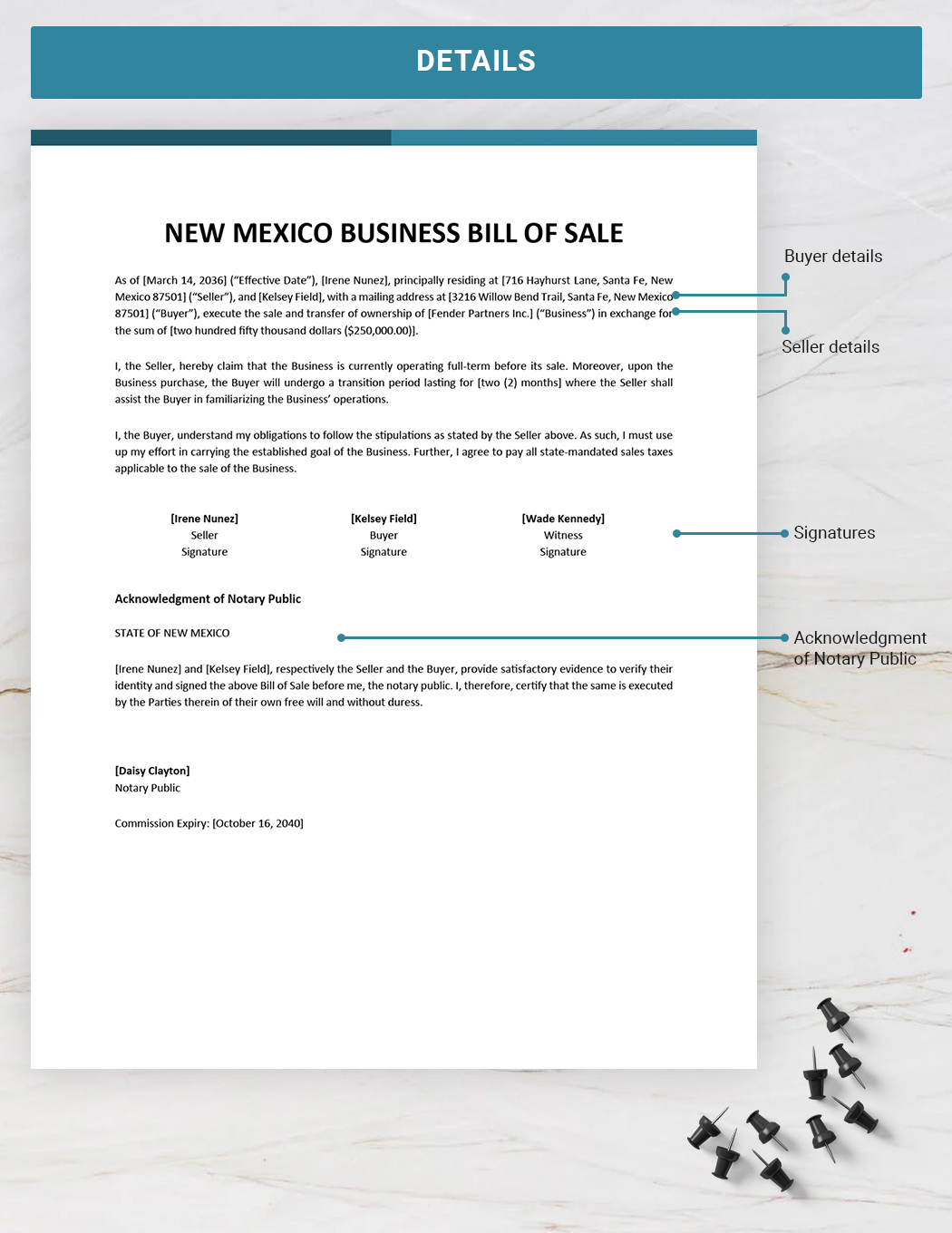 New Mexico Business Bill of Sale Template