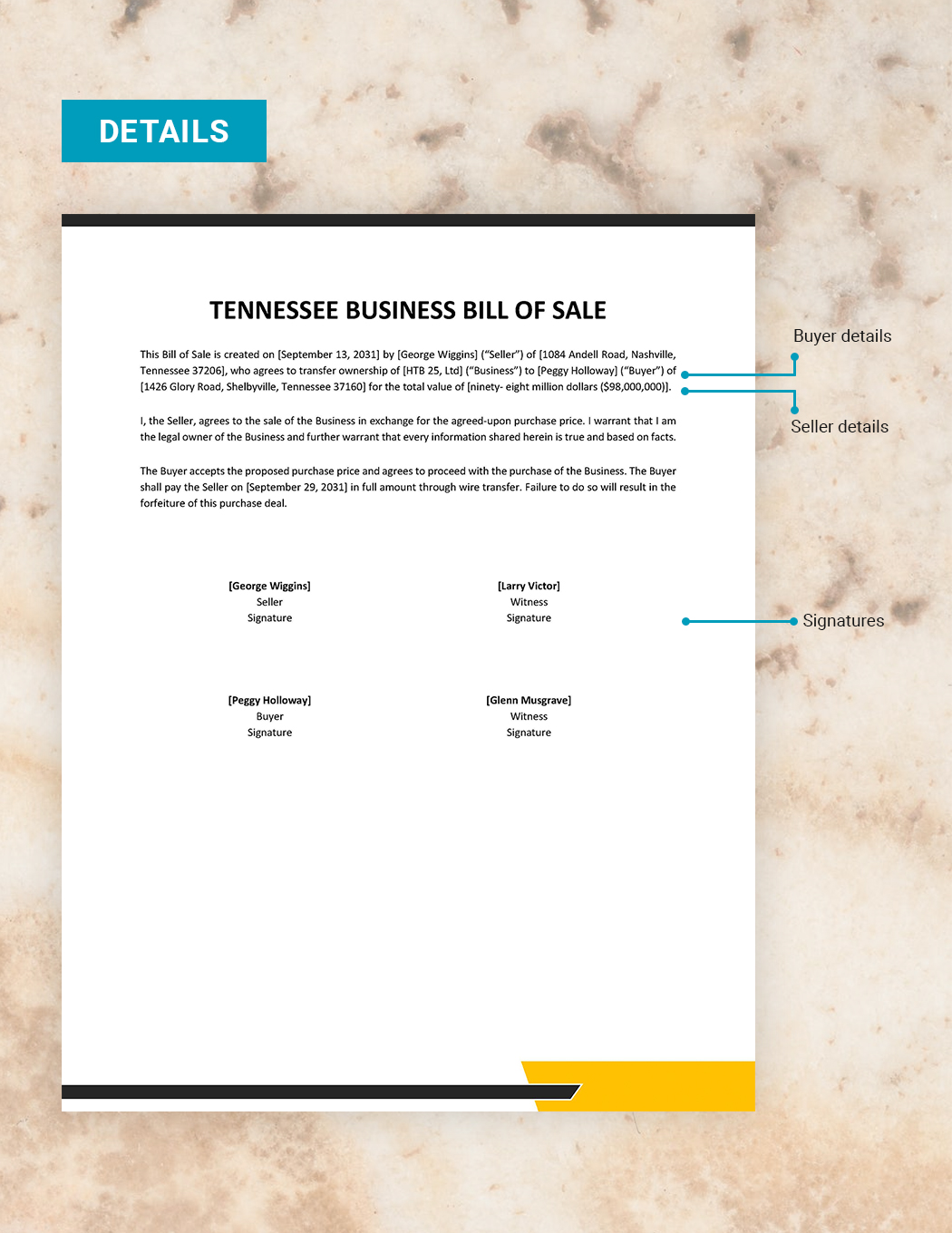 Tennessee Business Bill of Sale Template