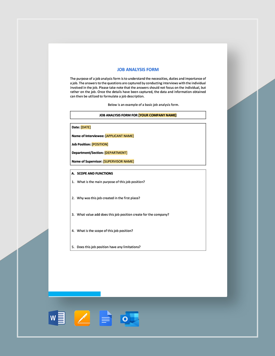 Job Analysis Form Job Analysis Form