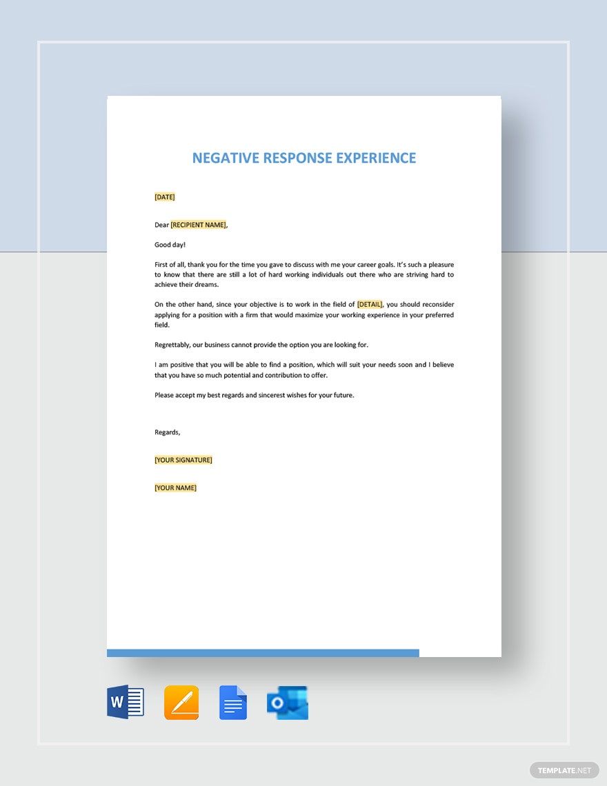 Negative Response Experience Template