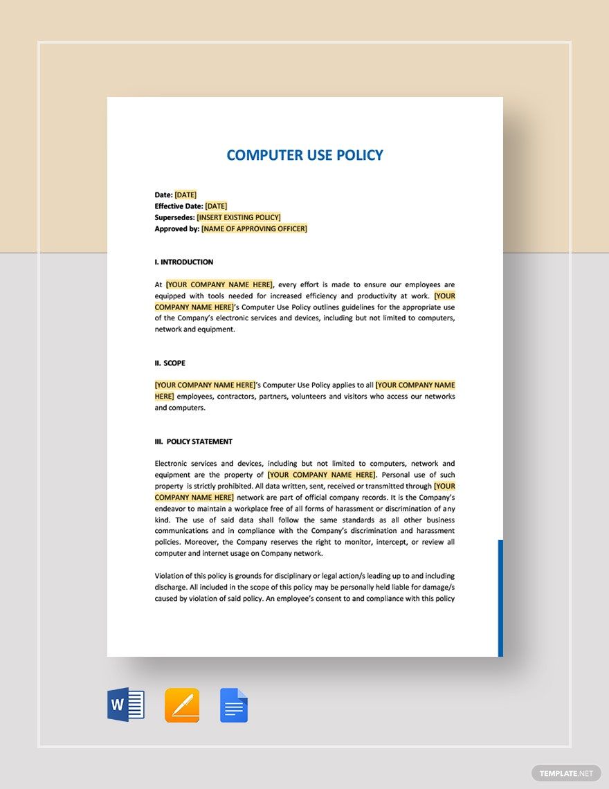 Computer Use Policy Template