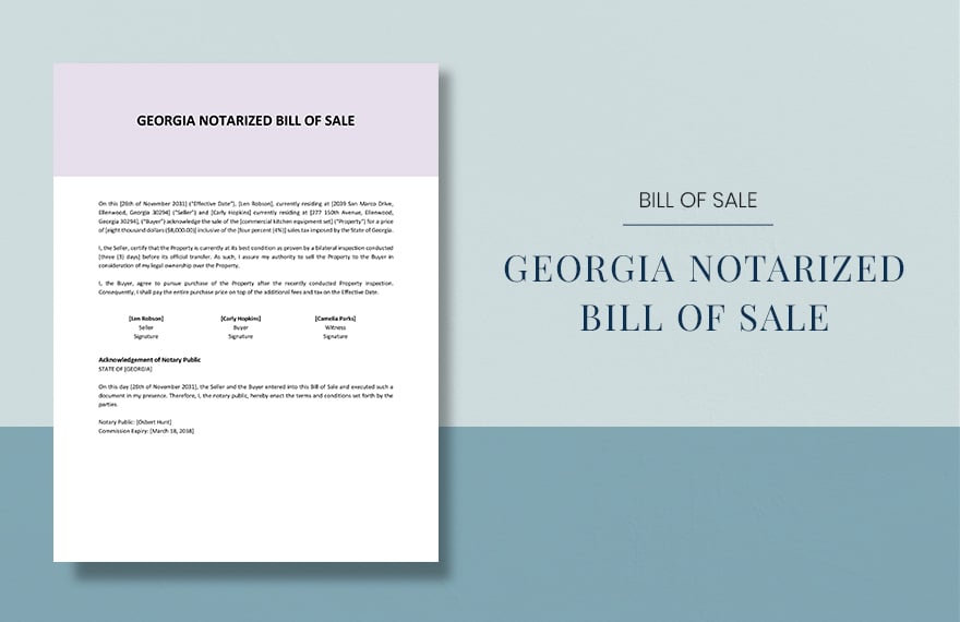 Georgia Notarized Bill of Sale Template