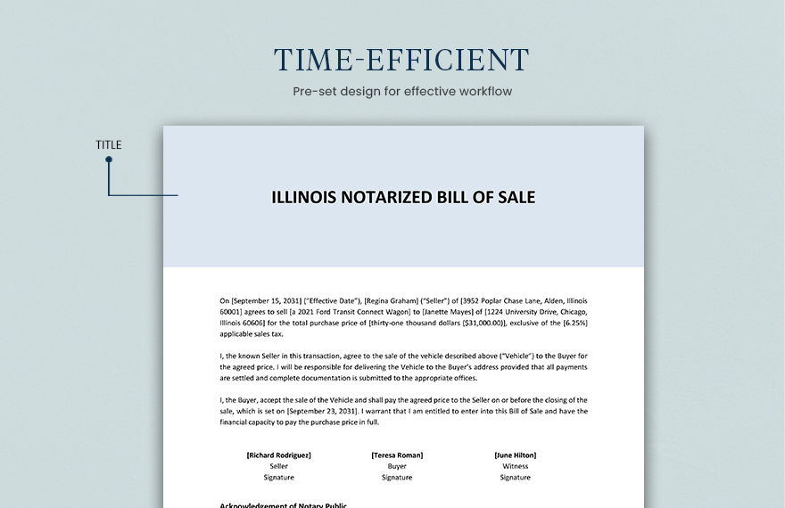 Illinois Notarized Bill of Sale Template