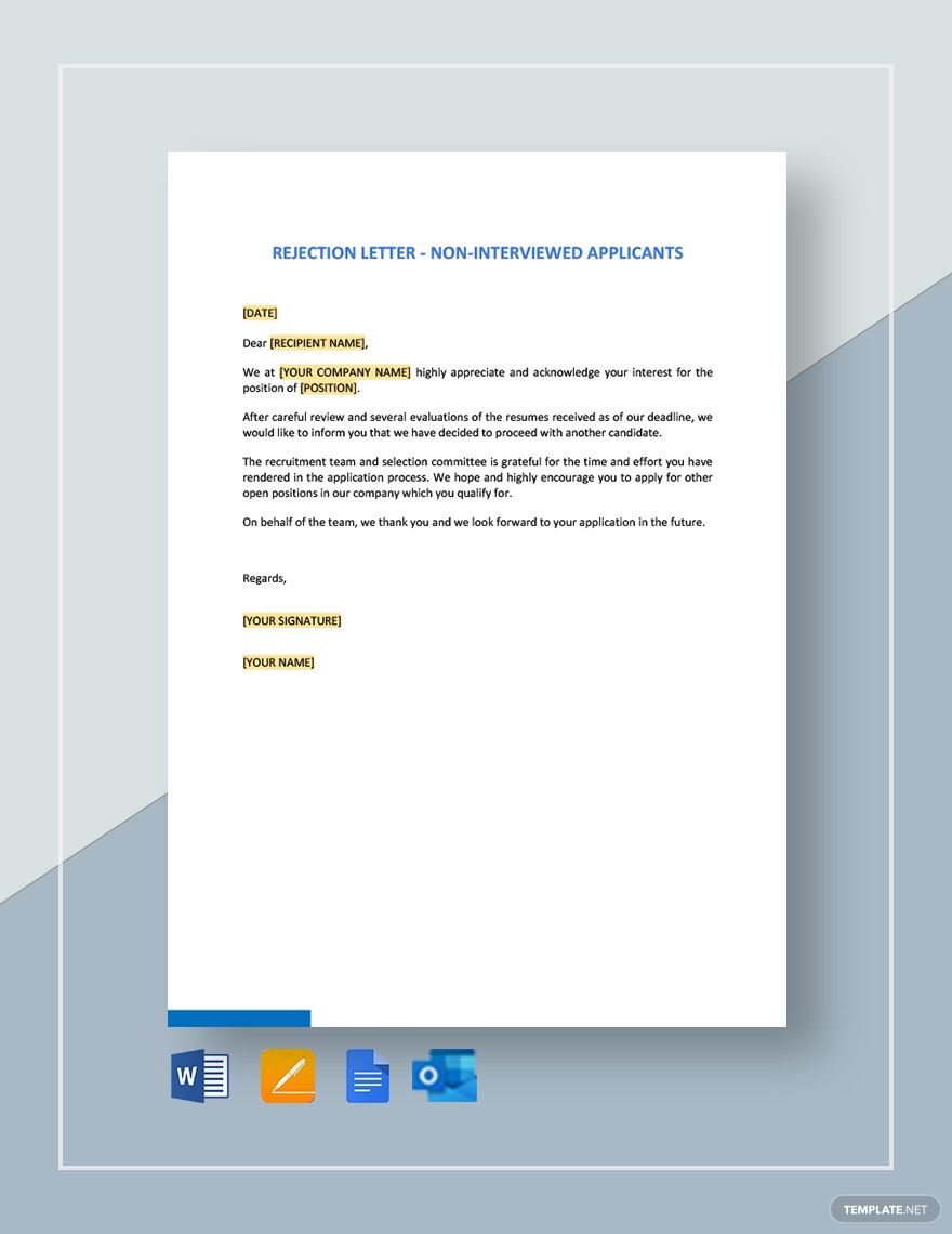 Rejection Letter - Non-Interviewed Applicants Template