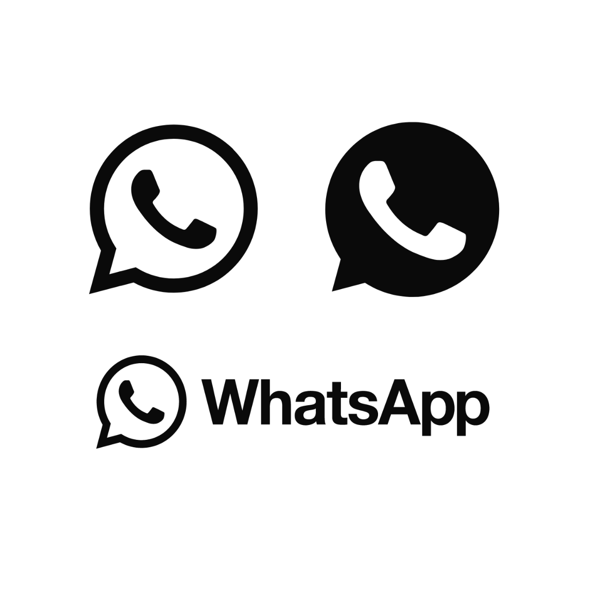 Black and White WhatsApp Logo Vector Template