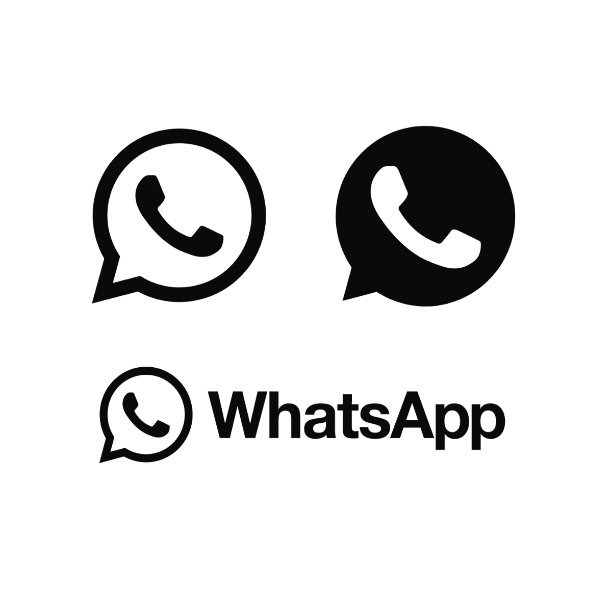 Free Black and White WhatsApp Logo Vector Template