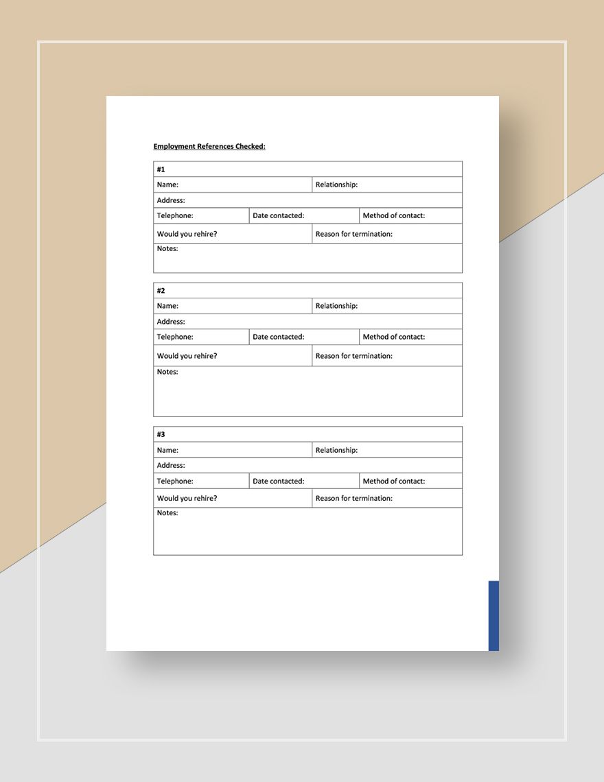 Reference Checking Form Template - Google Docs, Word, Apple Pages ...