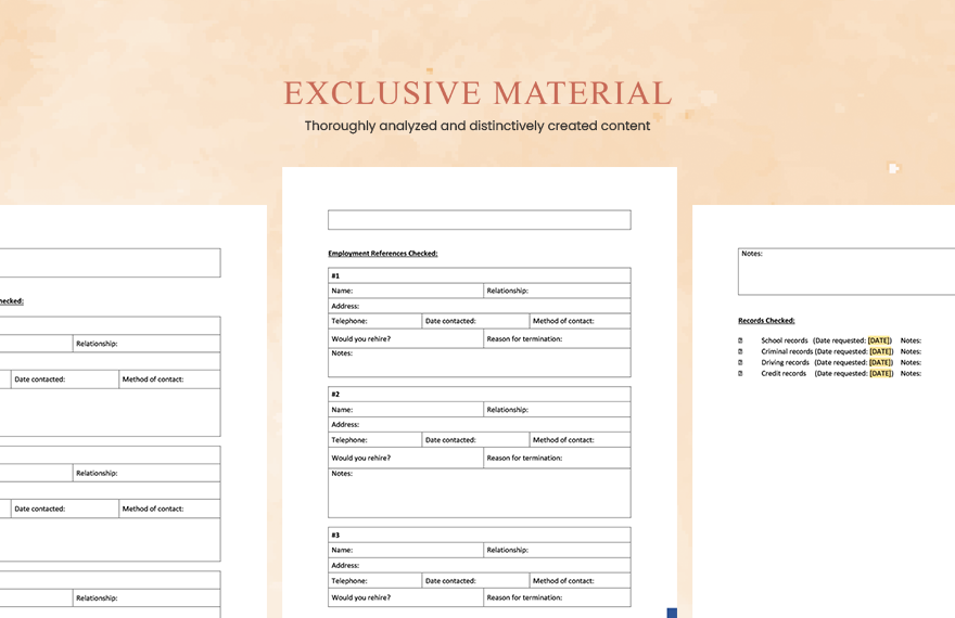 Reference Checking Form Template