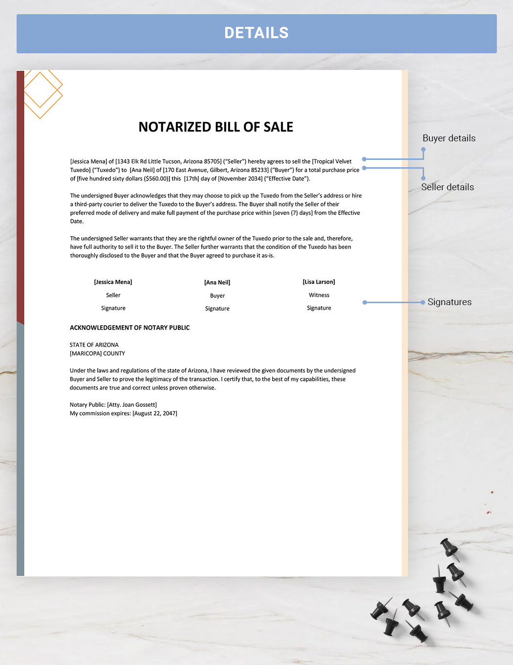 Notarized Bill Of Sale Template Download In Word Google Docs PDF