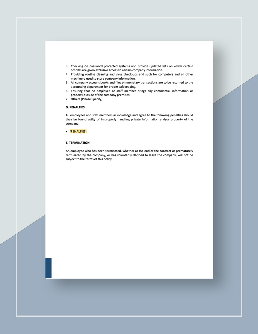 Privacy in the Workplace Policy Template