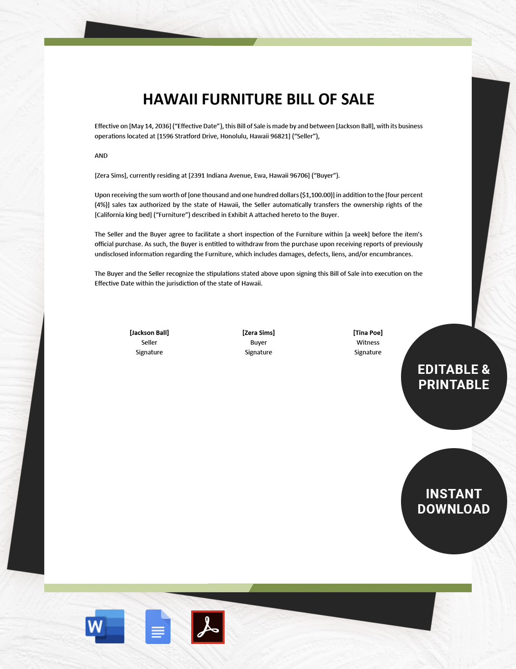 26  Hawaii Bill of Sale Form Templates Free Downloads Template net