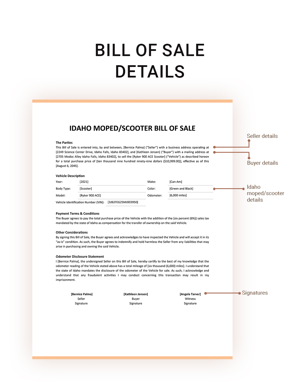 Idaho Moped / Scooter Bill Of Sale Template