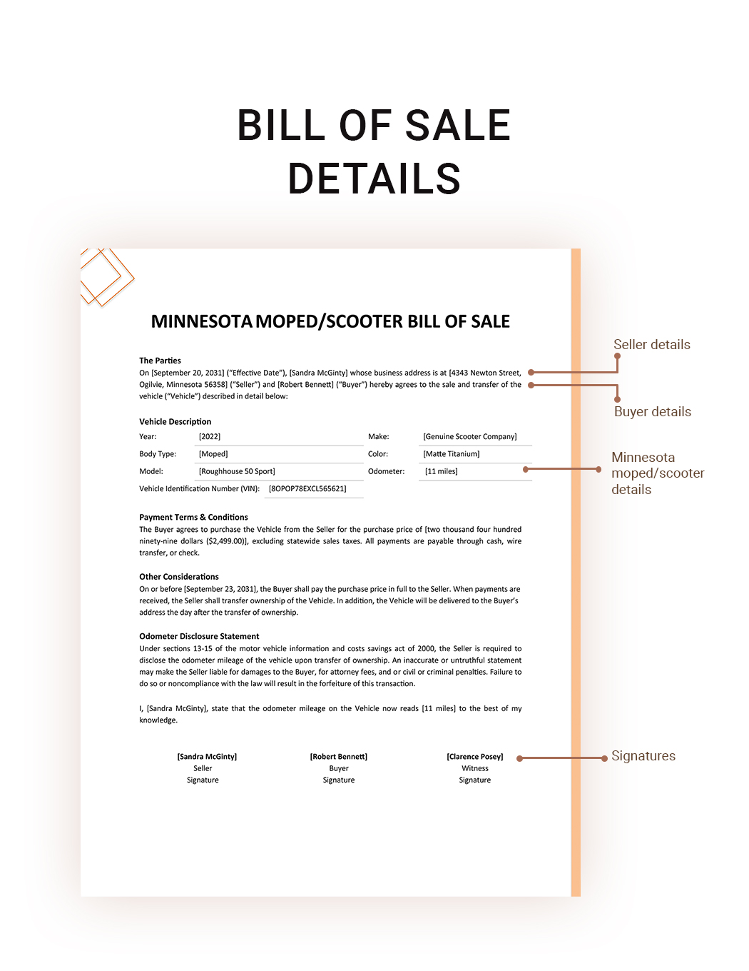 Minnesota Moped / Scooter Bill Of Sale Template