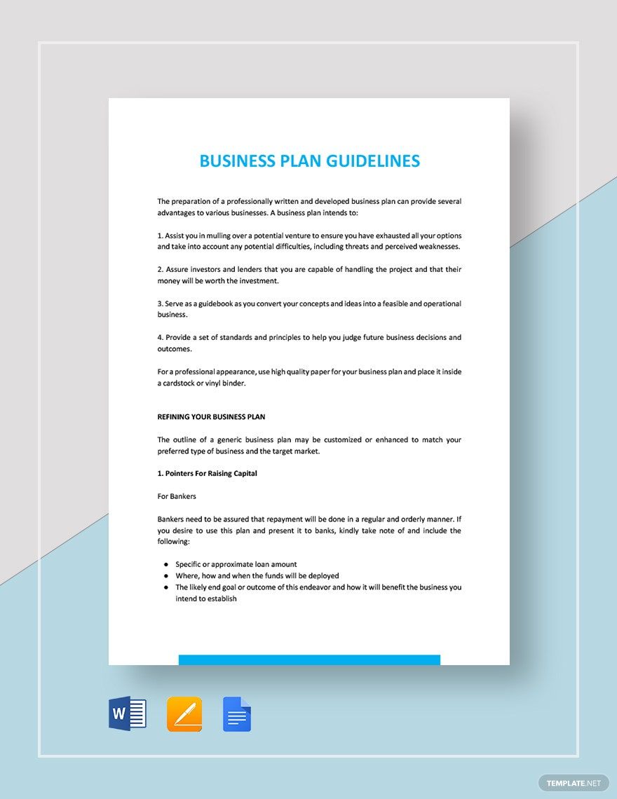 guideline for business plan