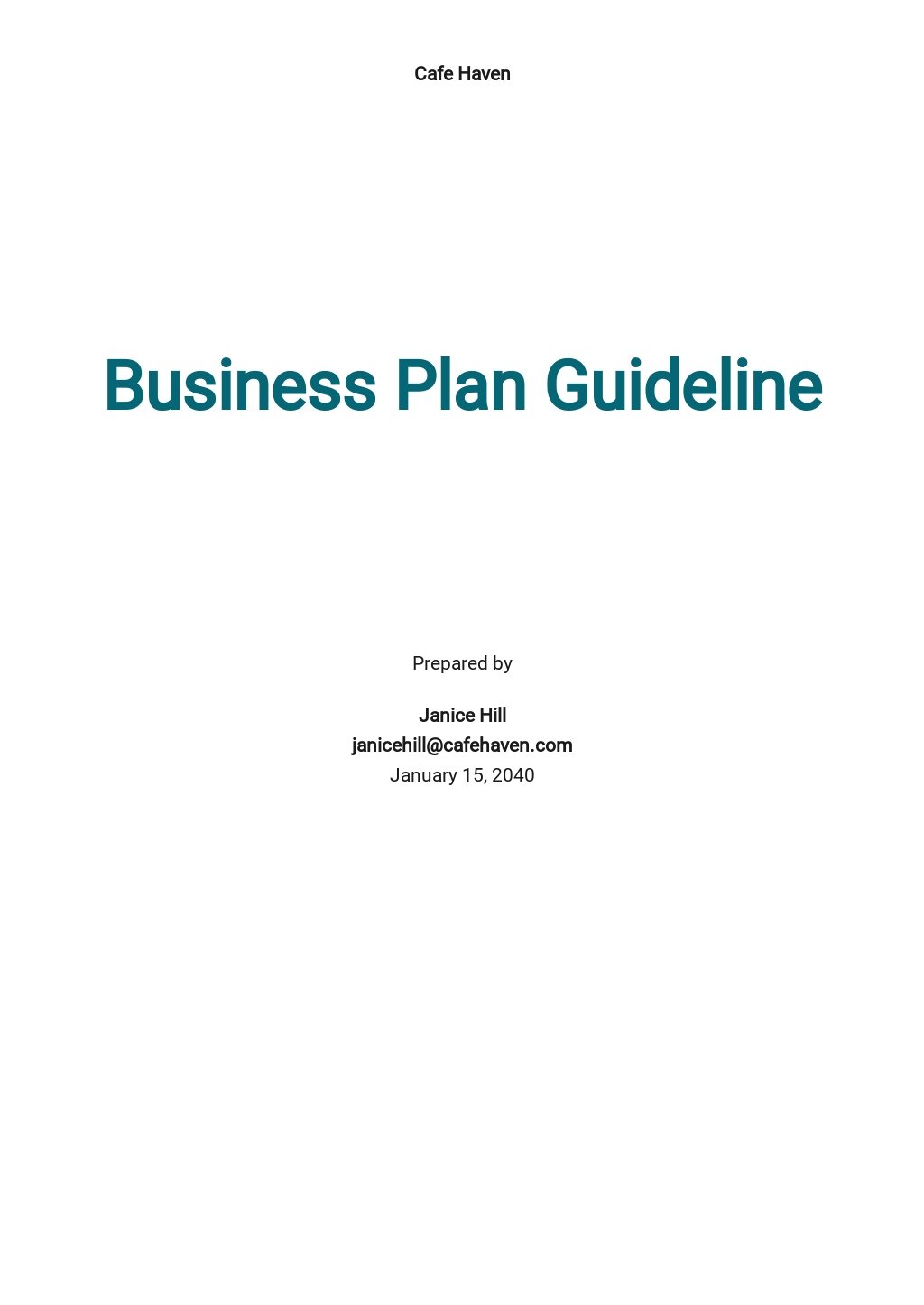 guidelines to a good business plan