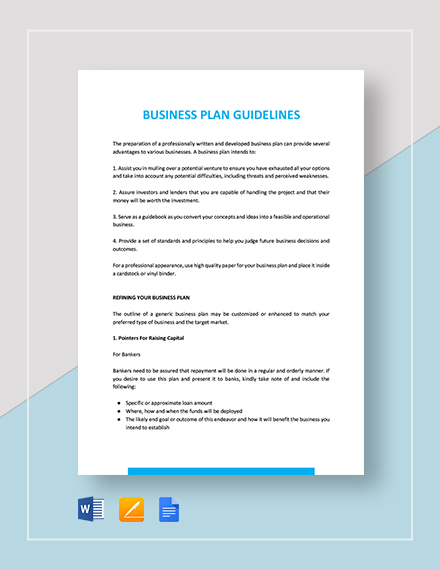 business plan guidelines